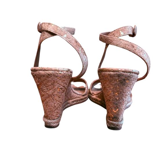 Tory Burch Marion Metallic Tan Cork Espadrille Wedges Size 8M Made in Brazil - Picture 9 of 9